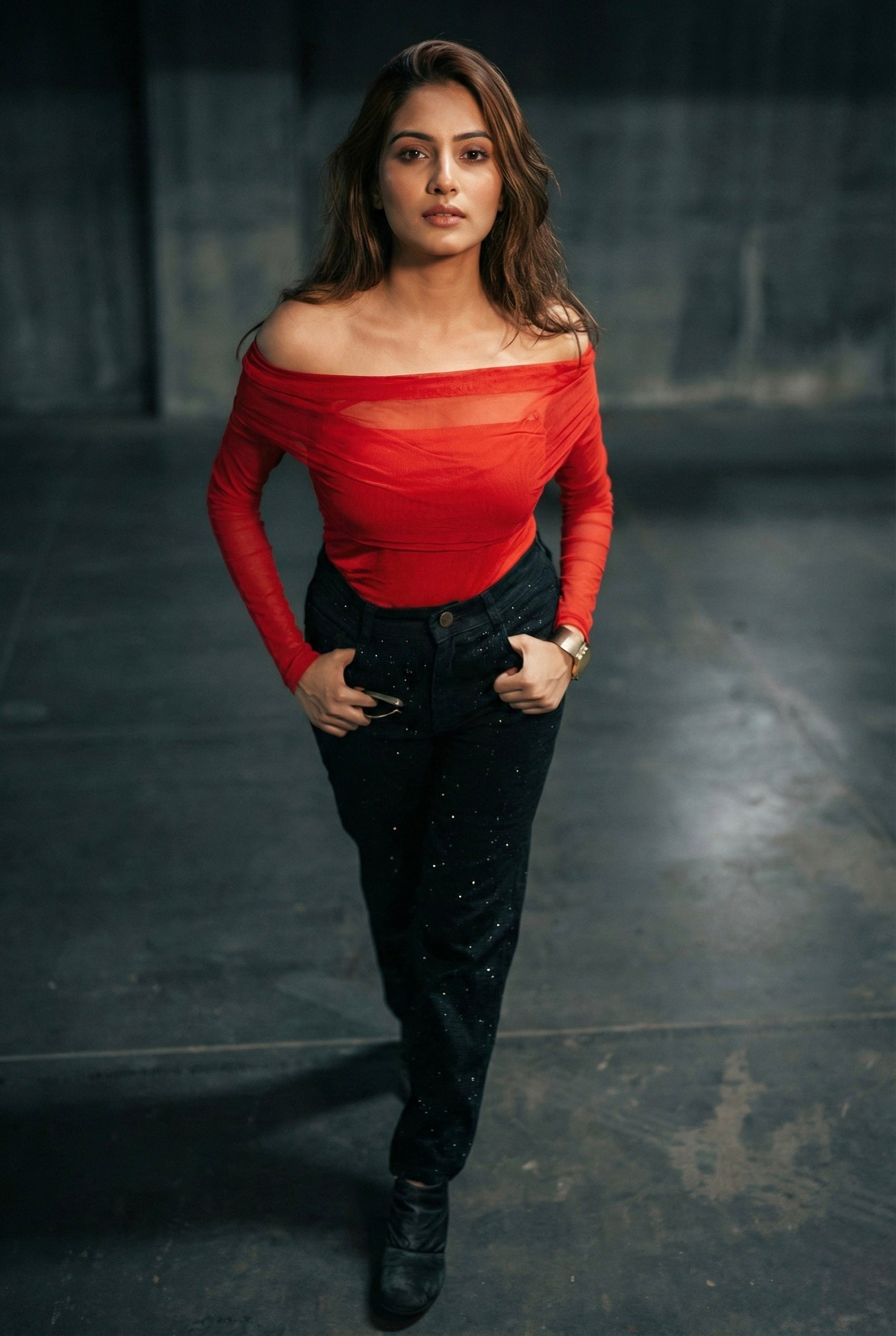 Black Wide Leg Rhinestone Jeans