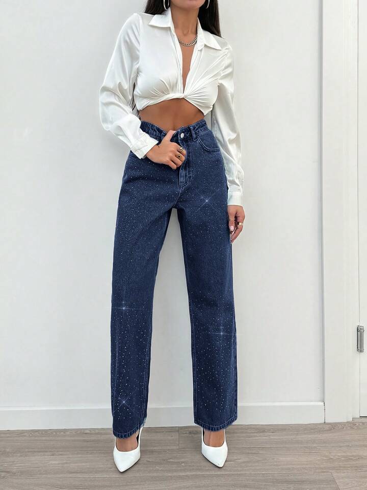 Dark Blue Party Wear Jeans For Women