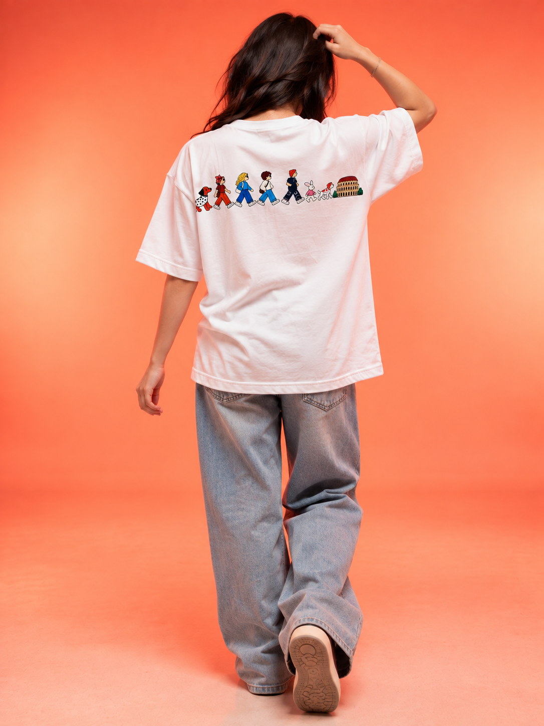 Travel Story Graphic Oversized T-Shirt - White