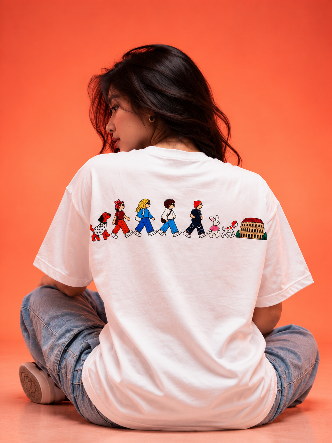 Travel Story Graphic Oversized T-Shirt - White