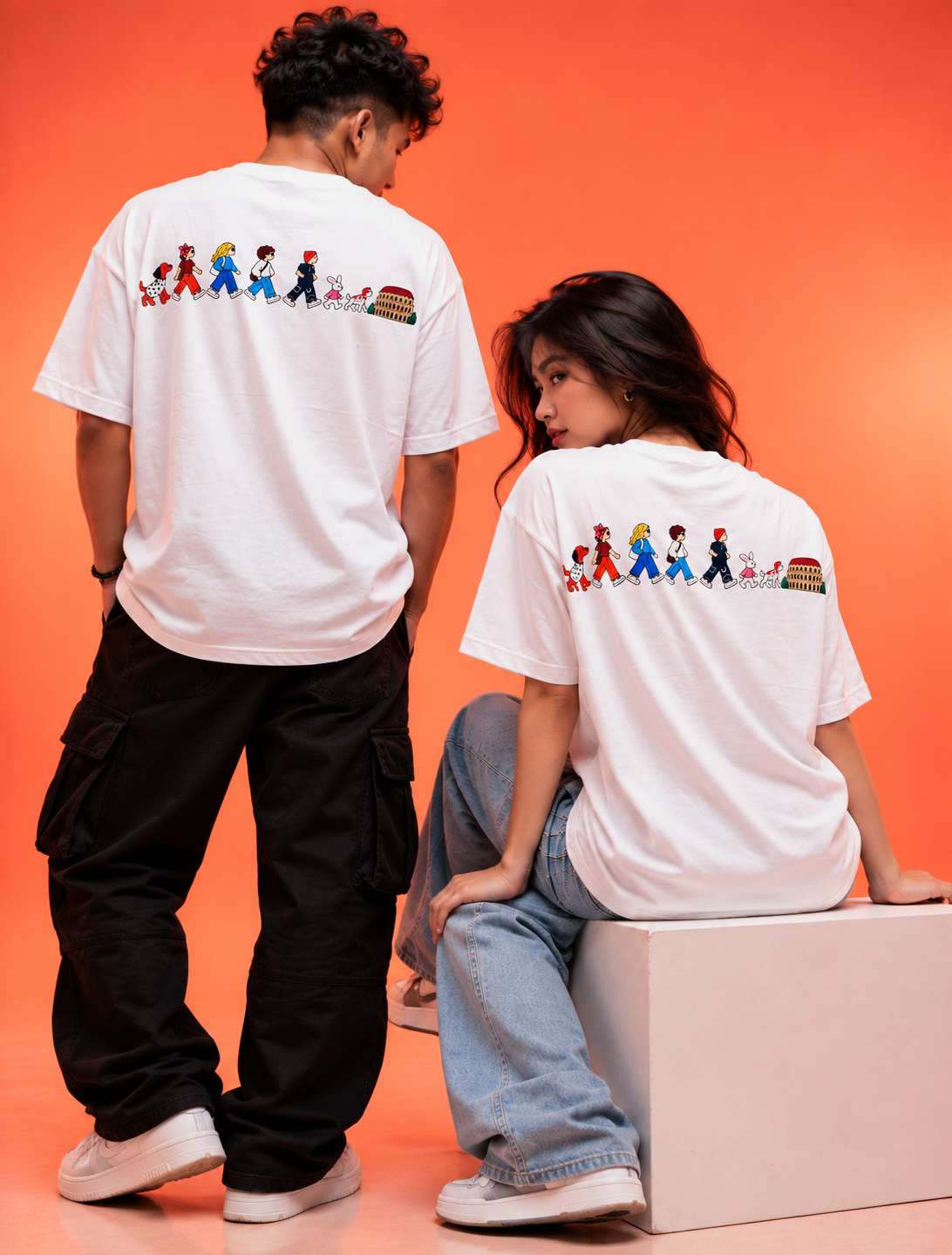 Travel Story Graphic Oversized T-Shirt - White
