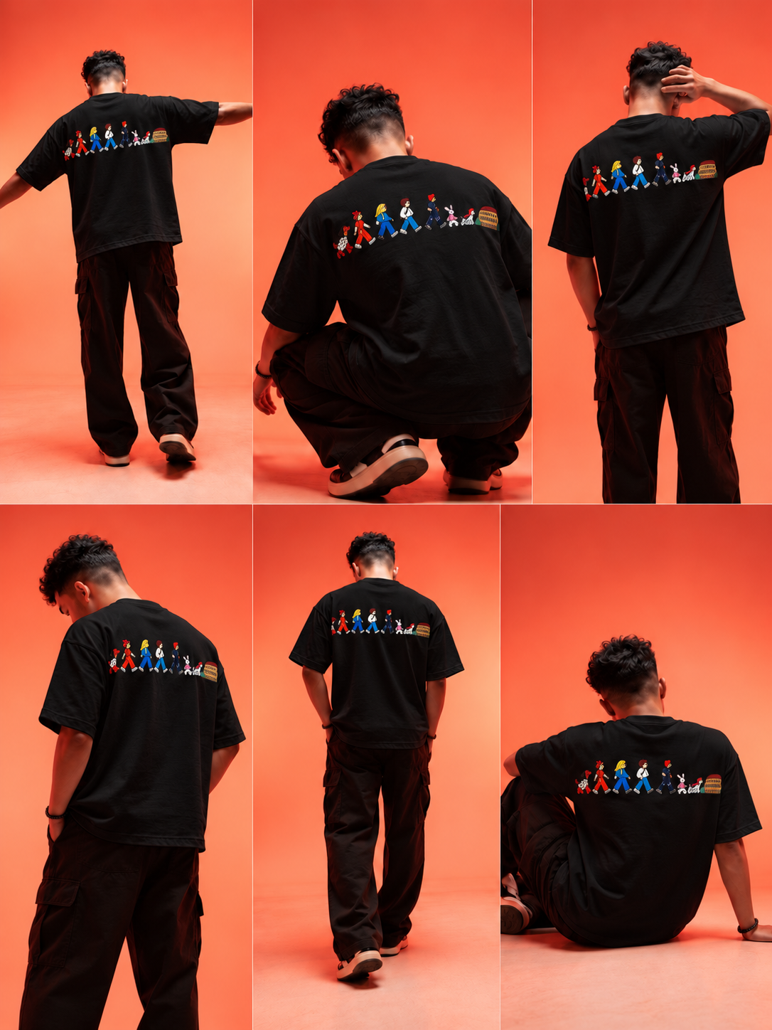 Travel Story Graphic Oversized T-Shirt - Black