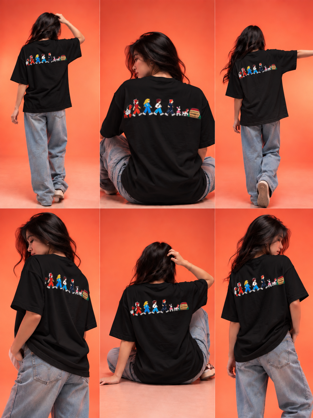 Travel Story Graphic Oversized T-Shirt - Black