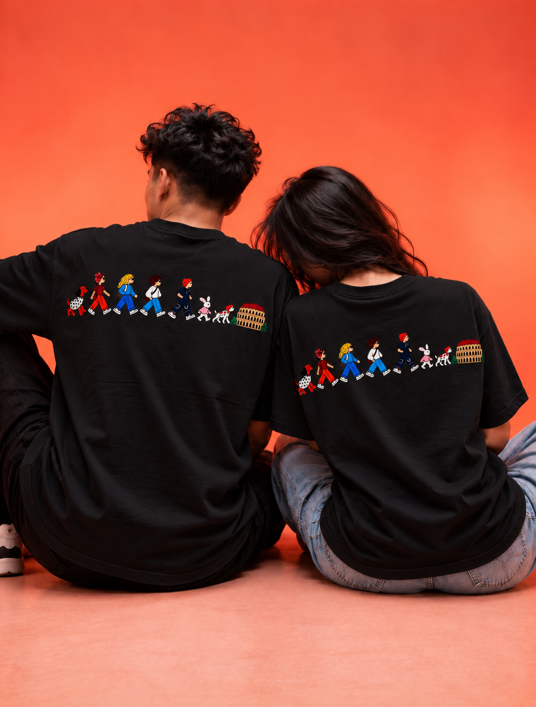 Travel Story Graphic Oversized T-Shirt - Black