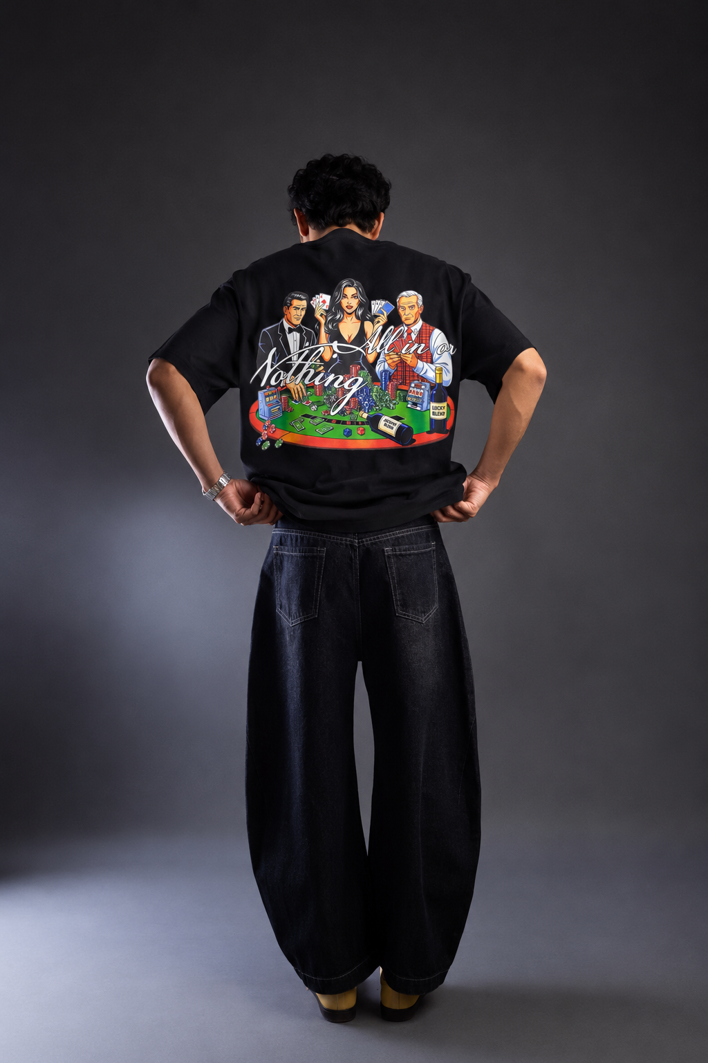 All In Or Nothing Oversized Graphic T-Shirt – Black