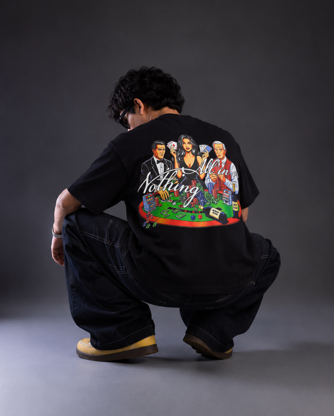 All In Or Nothing Oversized Graphic T-Shirt – Black