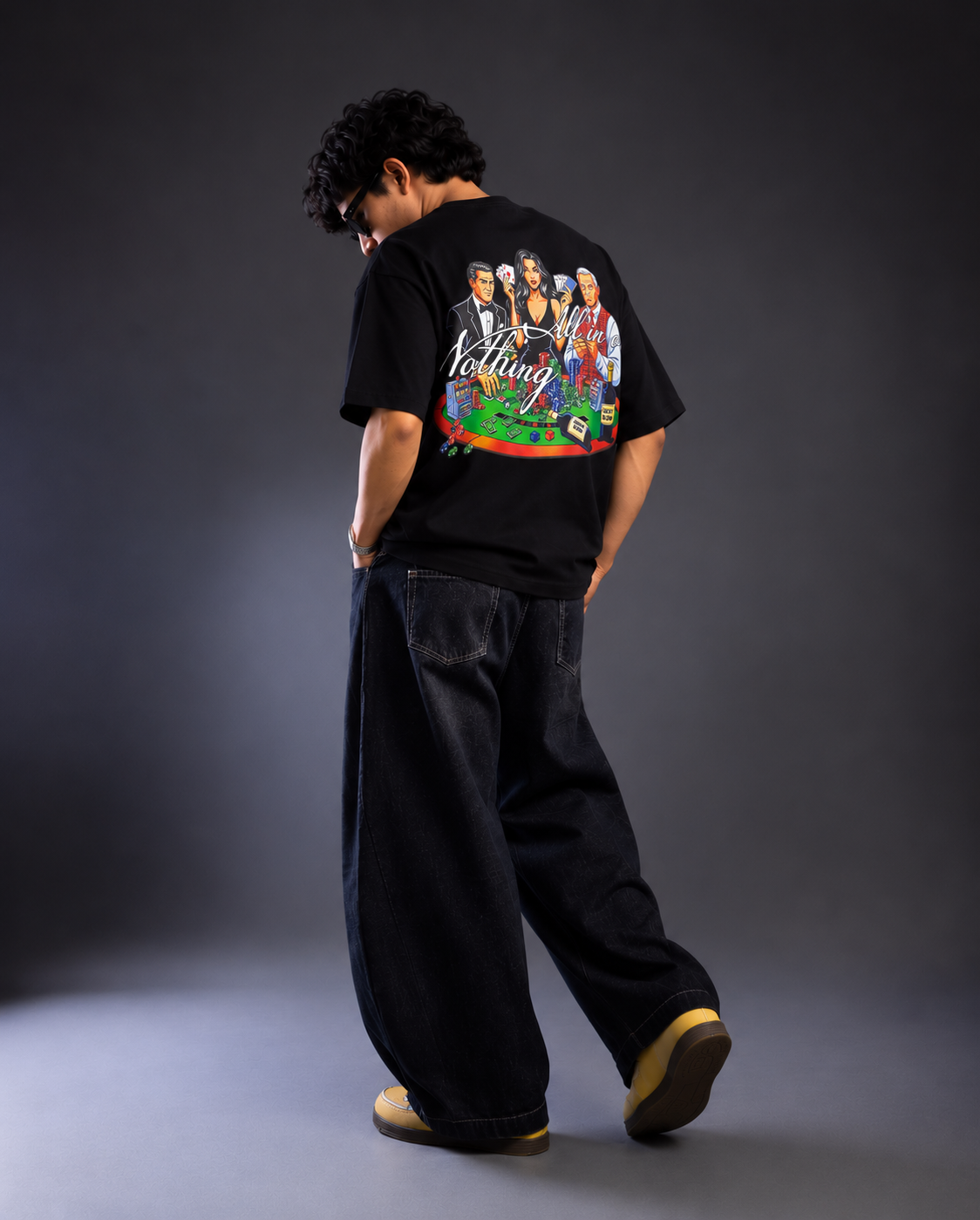 All In Or Nothing Oversized Graphic T-Shirt – Black
