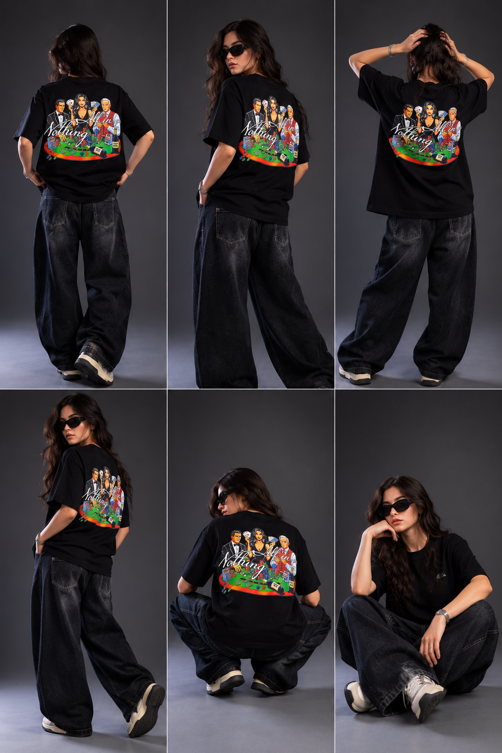 All In Or Nothing Oversized Graphic T-Shirt – Black