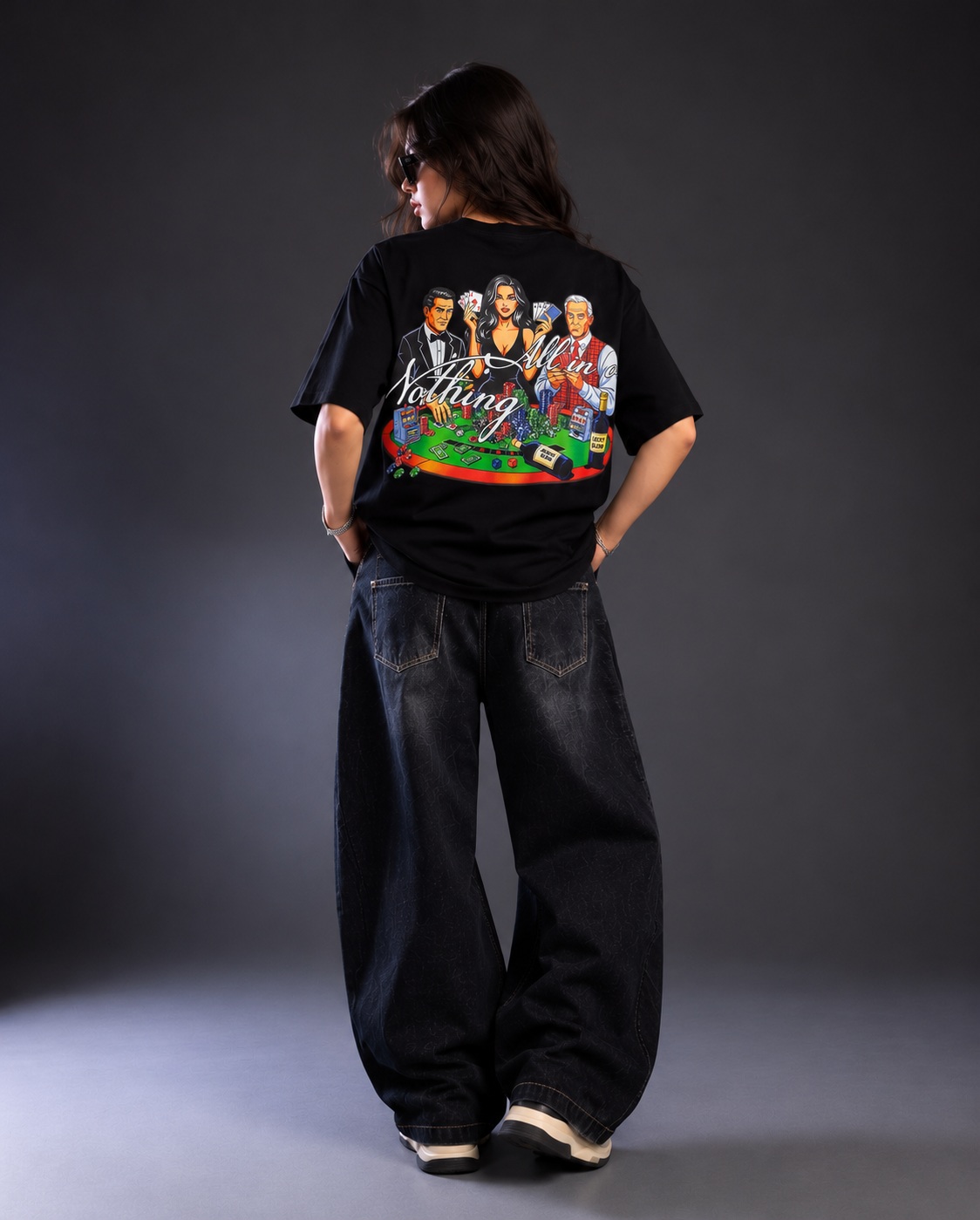 All In Or Nothing Oversized Graphic T-Shirt – Black