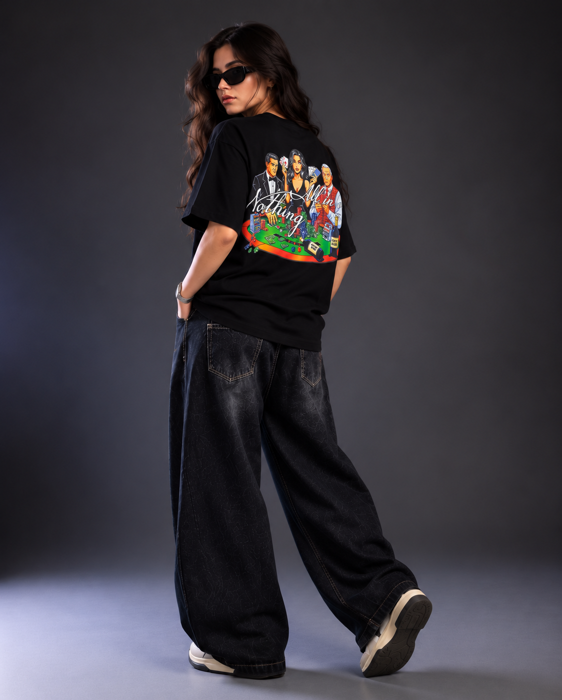 All In Or Nothing Oversized Graphic T-Shirt – Black