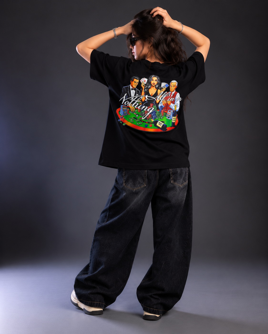 All In Or Nothing Oversized Graphic T-Shirt – Black