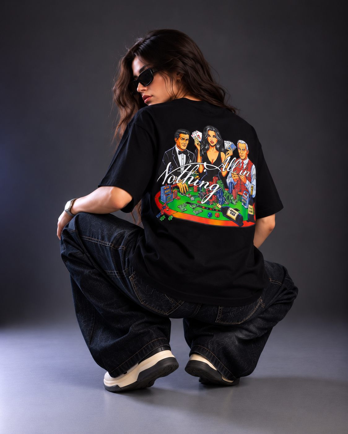 All In Or Nothing Oversized Graphic T-Shirt – Black