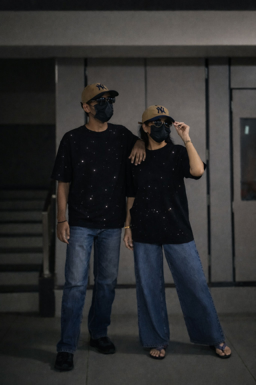 Midnight Rhinestone Unisex Oversized T-Shirt