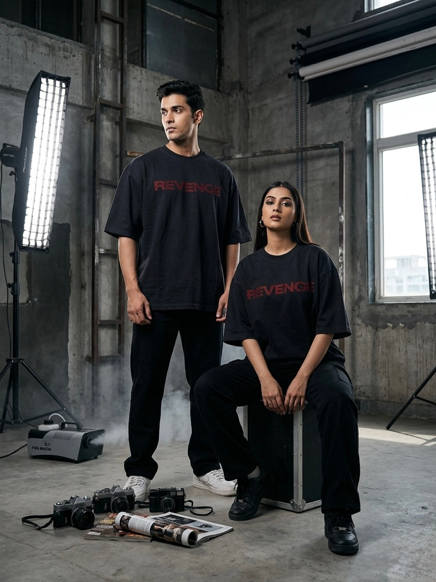 REVENGE - Rhinestone Oversized Unisex T-Shirt