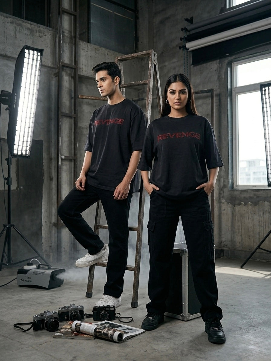 REVENGE - Rhinestone Oversized Unisex T-Shirt