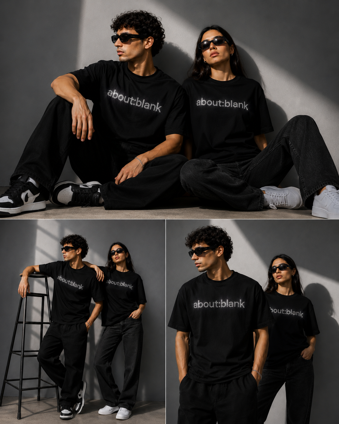 About:Blank Rhinestone Oversized Unisex T-Shirt – Black