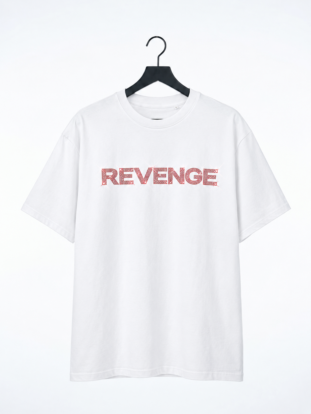 REVENGE - White Rhinestone Oversized Unisex T-Shirt