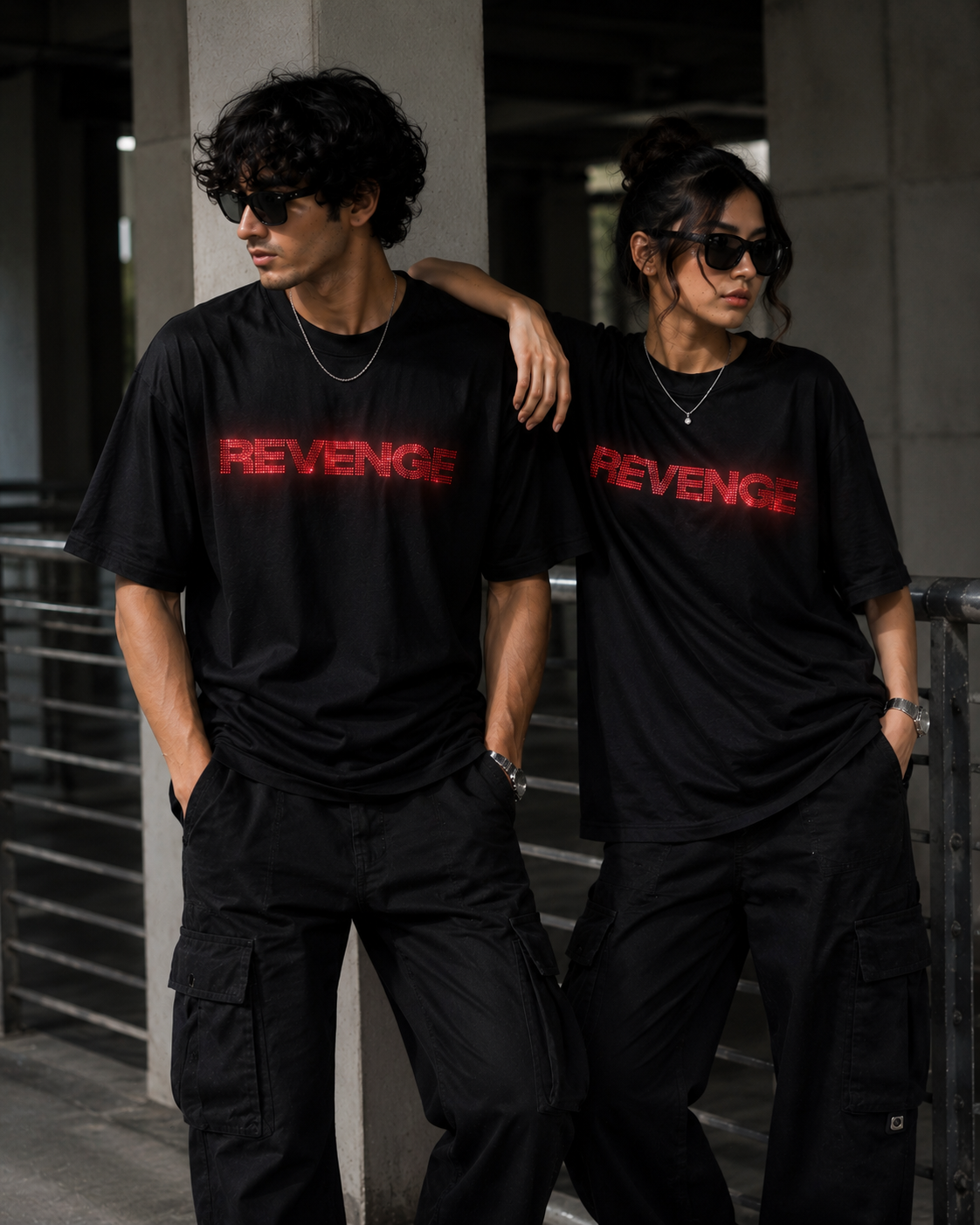 REVENGE - Rhinestone Oversized Unisex T-Shirt