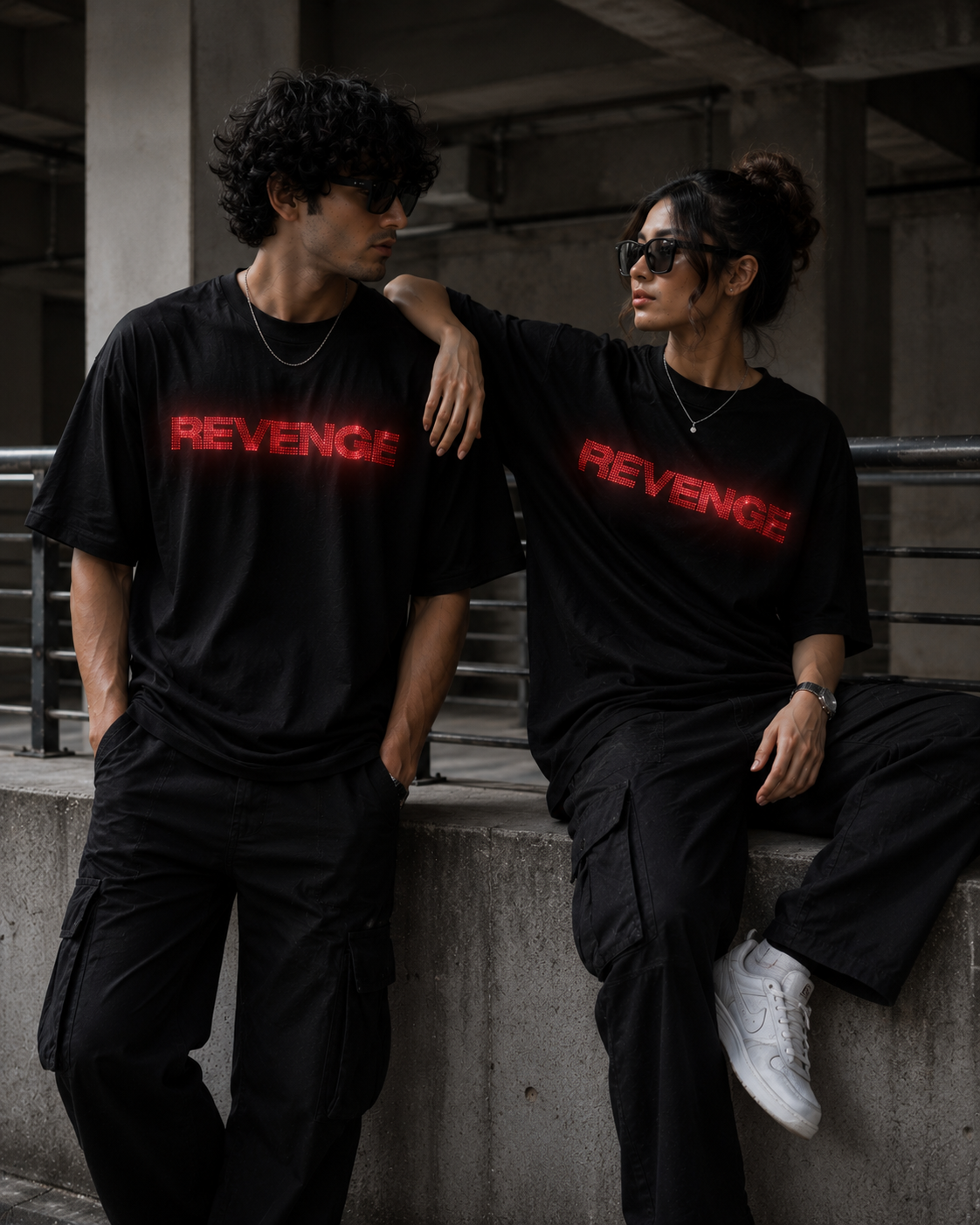 REVENGE - Rhinestone Oversized Unisex T-Shirt